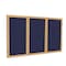 Ghent Enclosed Bulletin Board, 3 Door, Fabric, Oak Frame, 4 ft H x 8 ft W, Blue PW34896F-93 - alternate 1